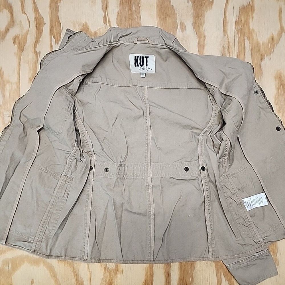 KUT FROM THE KLOTH‎ Women's CARGO JACKET~Size S~COTTON Tan Full ZIP + SNAP EUC - Picture 7 of 10